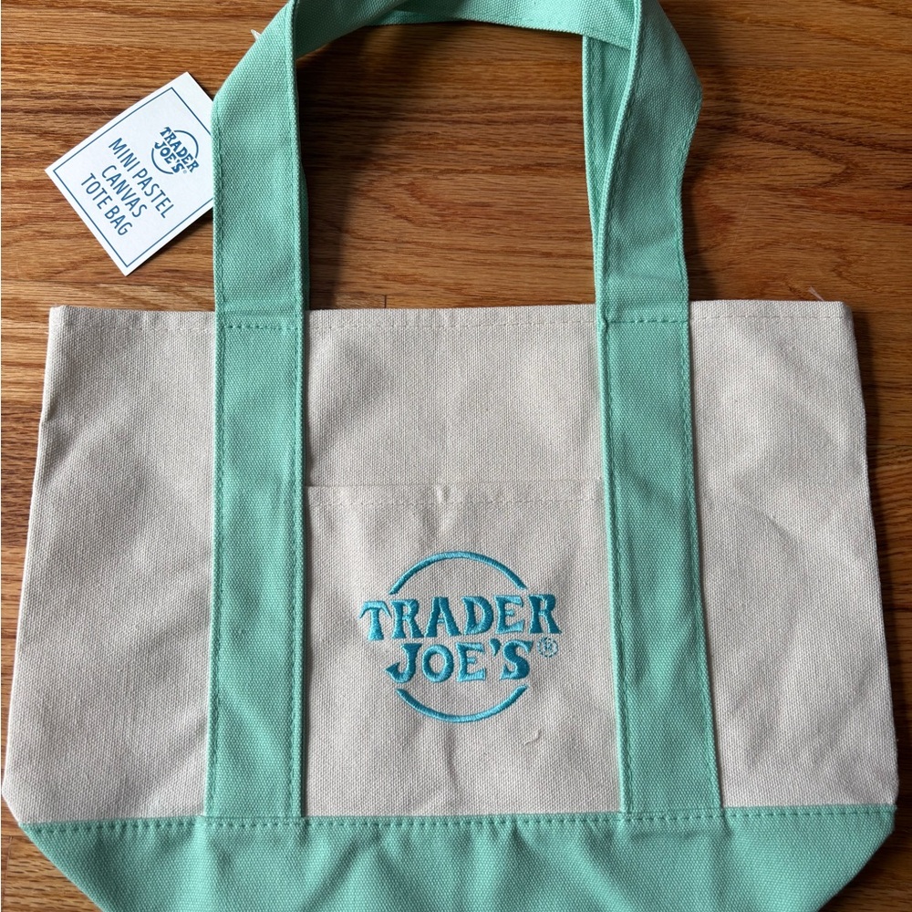 Mint Green Canvas Tote Bag with Double Handles